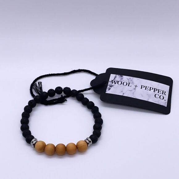 NWT Wool + Pepper Co. Mens Moon Rocks, Wood, Sterling Silver Bracelet - Picture 4 of 4